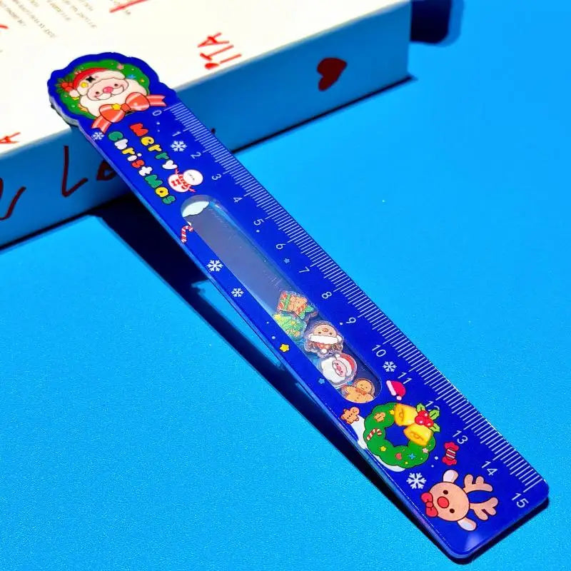 Christmas Cartoon Ruler – Santa & Snowman Holiday Stationery