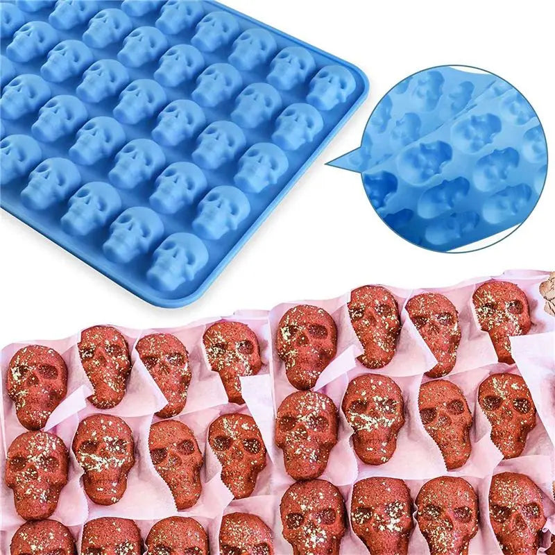 A36T-4Pcs Gummy Skull Candy Molds Silicone,Chocolate Gummy Molds With 2 Droppers Nonstick Food Grade Silicone For Candy Blue Peaceful Pleasures Health and Wellness
