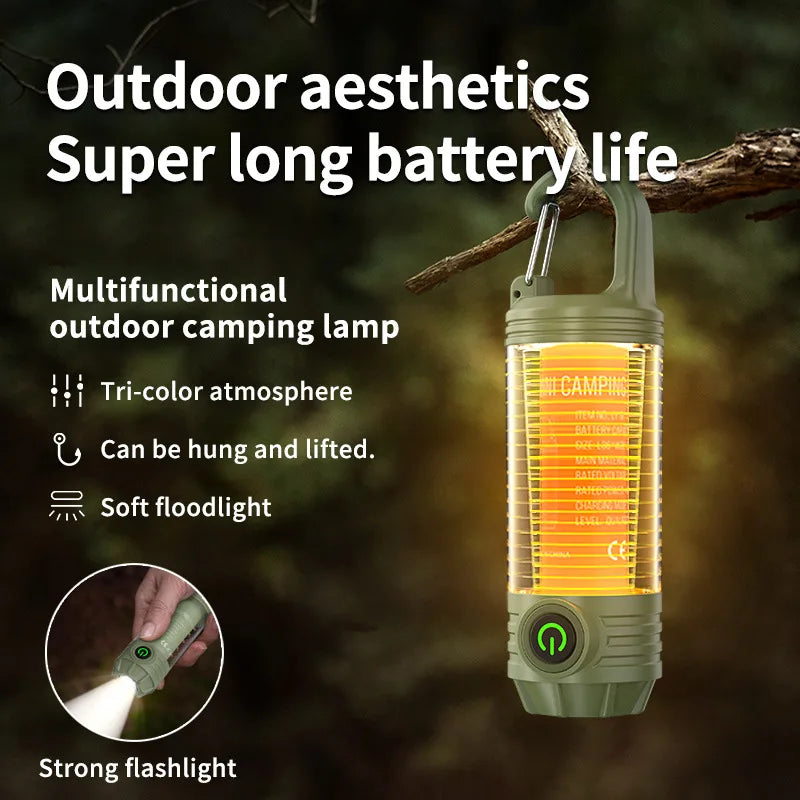 Portable Multi-Mode Camping Flashlight with Hook | 6 Modes