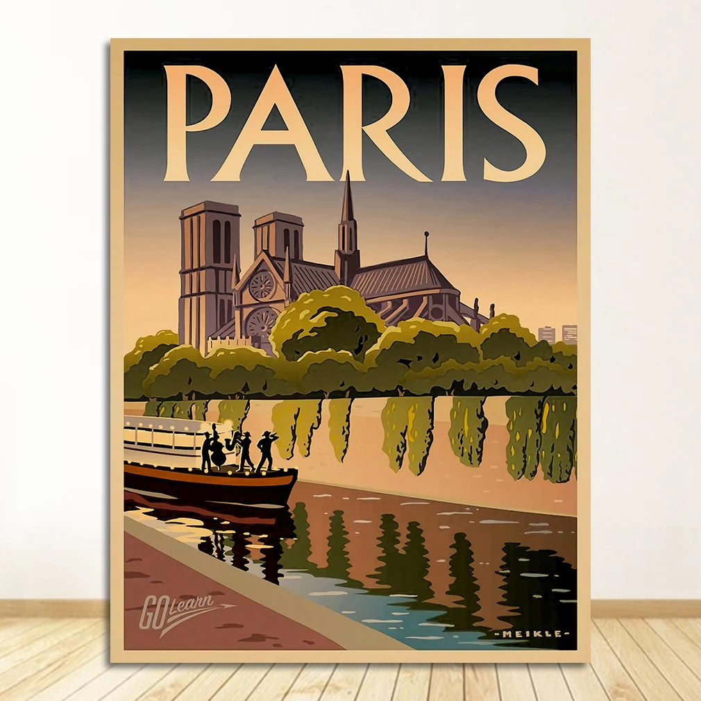 Paris France Vintage Canvas Wall Art Poster | Unframed Print Canvas Wall Poster Peaceful Pleasures Health and Wellness 1769-02 20x30cm Unframed