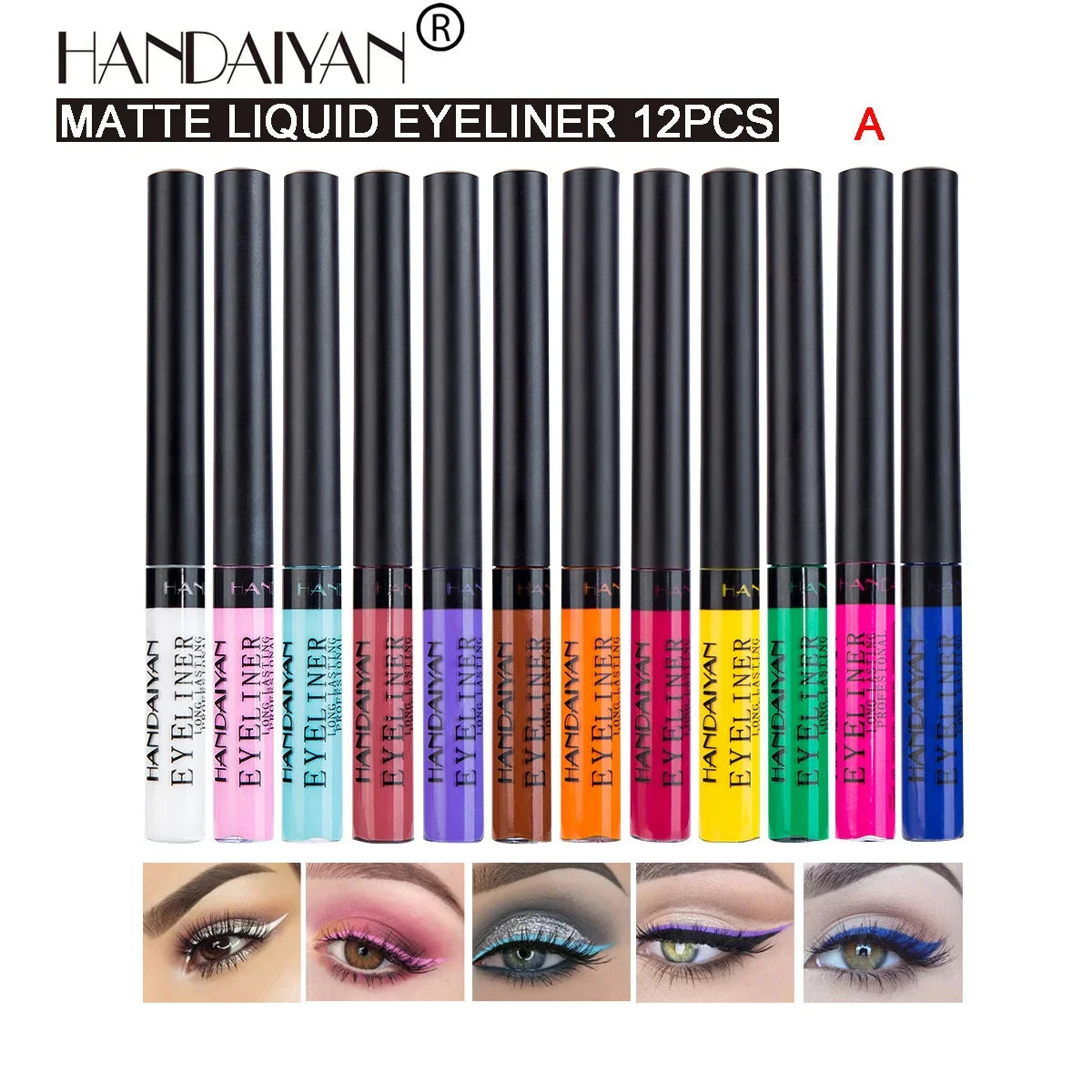 Handaiyan 12-Color Waterproof Matte Eyeliner Pen Set | 24H