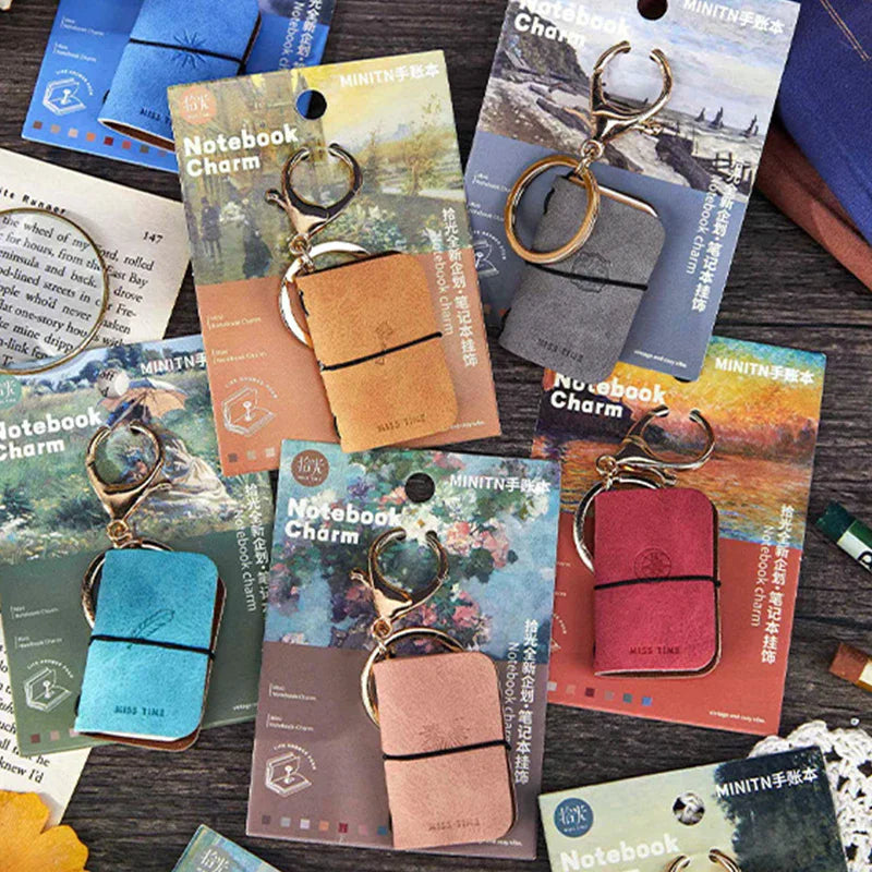 PU Leather Mini Notebook Keychain – Portable Diary Backpack Charm