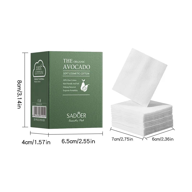 Sadoer Avocado Gentle Cotton Makeup Remover Pads – Pure Cotton