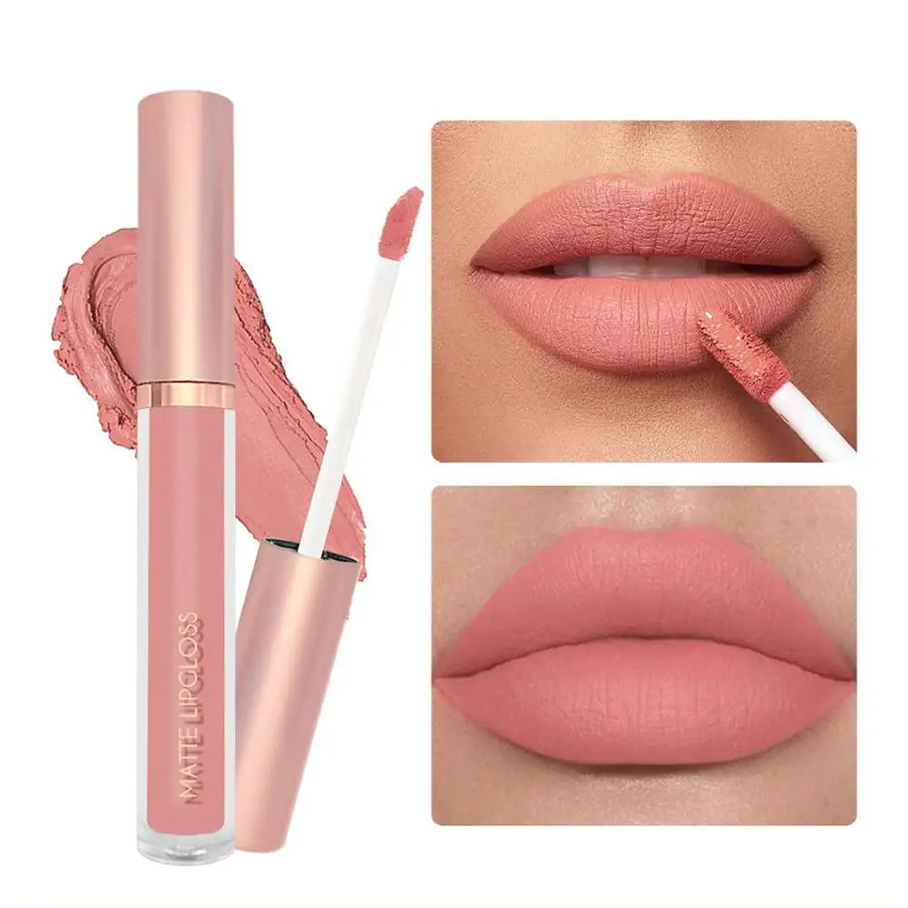3-Piece Nude Velvet Matte Liquid Lipstick Set – Long-Lasting