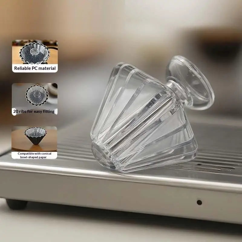 Clear Pour Over Coffee Dripper | Shatterproof BPA-Free PC Pour Over Coffee Dripper Peaceful Pleasures Health and Wellness