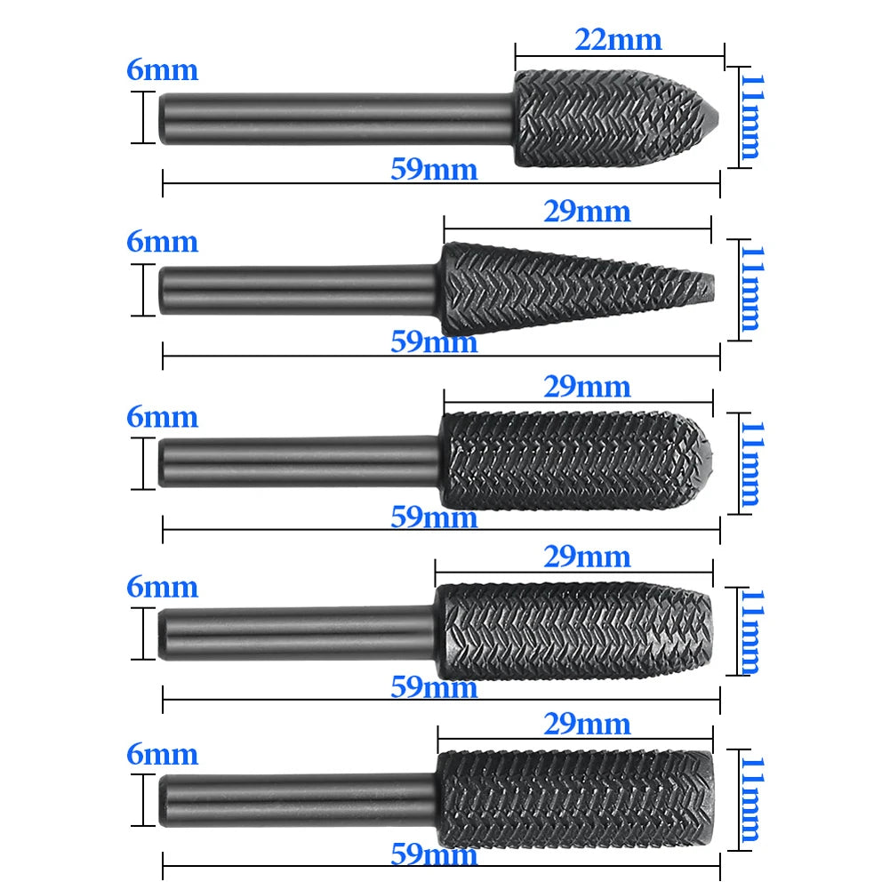 Complete Models Double Cut Rotary Rasp File Shank Hard Steel