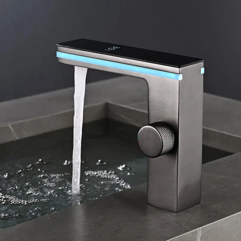 LED Digital Display Brass Basin Faucet | Hot & Cold Mixer Tap