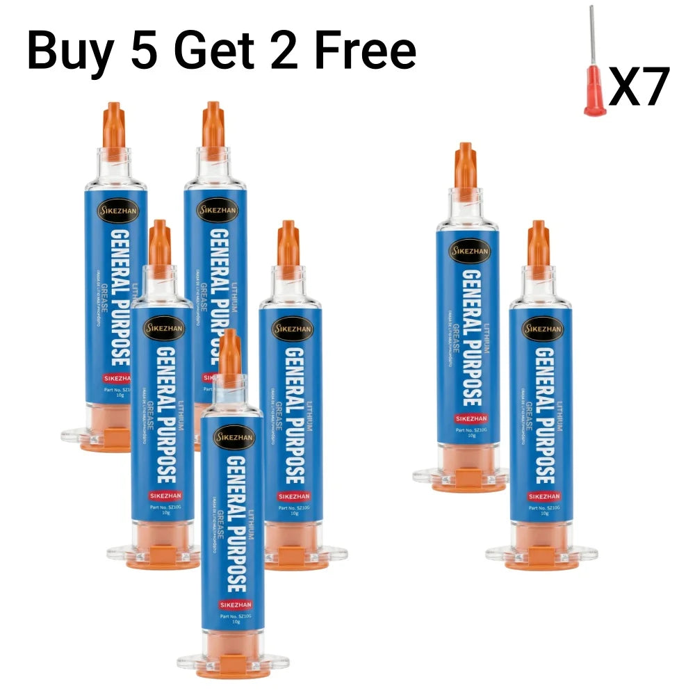 SIKEZHAN General purpose greases 10g Lithium Grease Syringe with Precision Blunt Needle for Mechanical & Electronic Maintenance Peaceful Pleasures Health and Wellness 7PCS