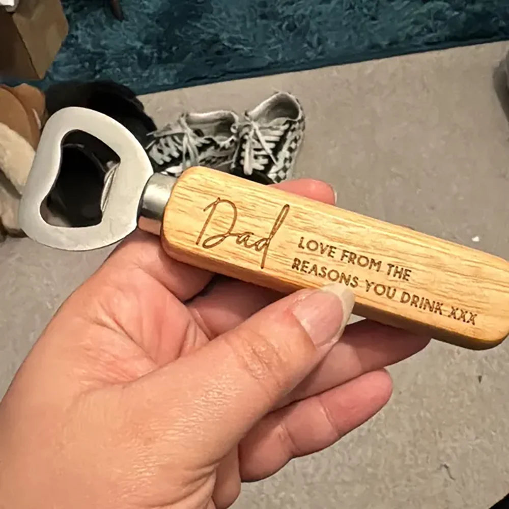 Custom Engraved Wooden Bottle Openers – 10-Pack Party Favors