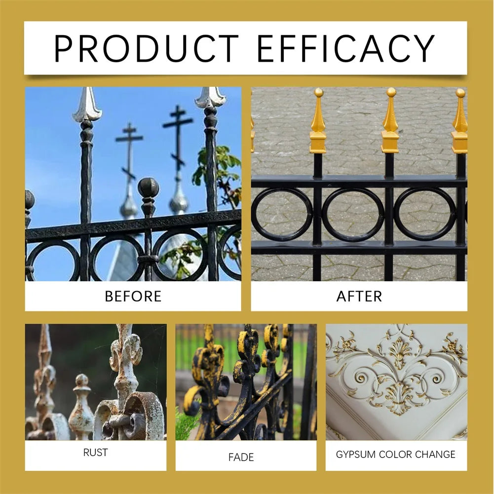 Water-Based Metallic Gold Paint | Outdoor Anti-Corrosion Finish Metallic Gold Paint Peaceful Pleasures Health and Wellness