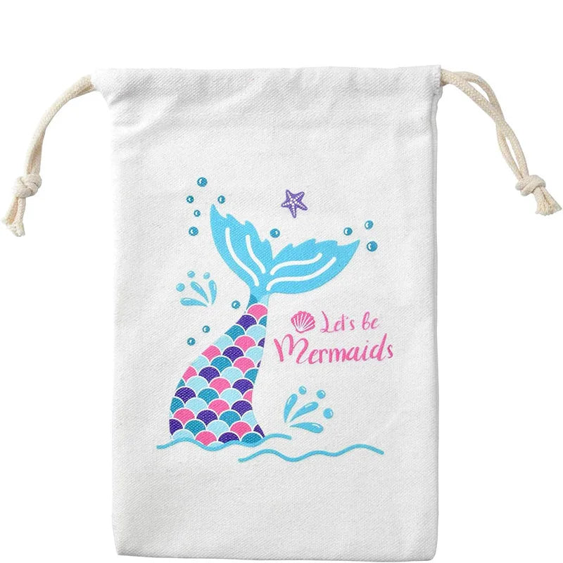 5-Pack Mermaid Party Favor Bags | Under the Sea Birthday Gift