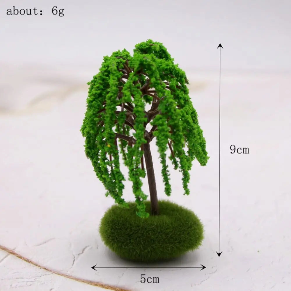 Miniature Model Trees Dollhouse Moss Rock Wooden Base DIY Diorama