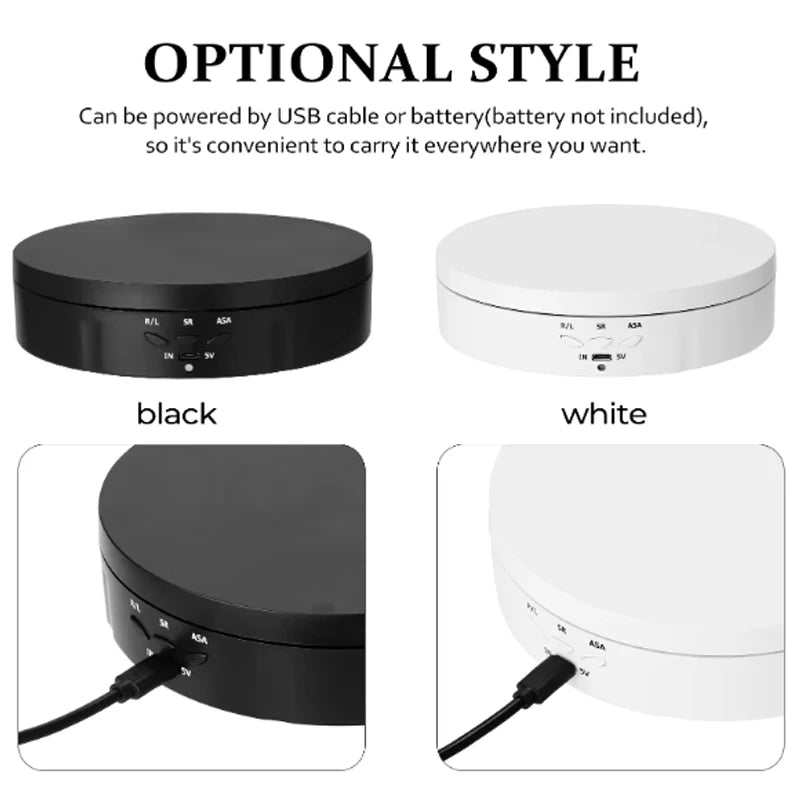Motorised Rotating Mirror Display Stand,360 Degree Turntable, Jewellery Holder,USB Power Supply, Rotating Shooting, Three Speeds Peaceful Pleasures Health and Wellness