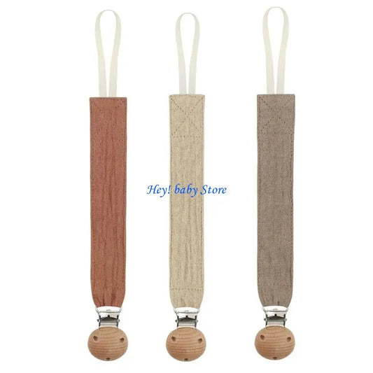 3-Pack Cotton & Wood Pacifier Clips | Baby Soother Holder Set Pacifier Clip Set Peaceful Pleasures Health and Wellness 4 CN
