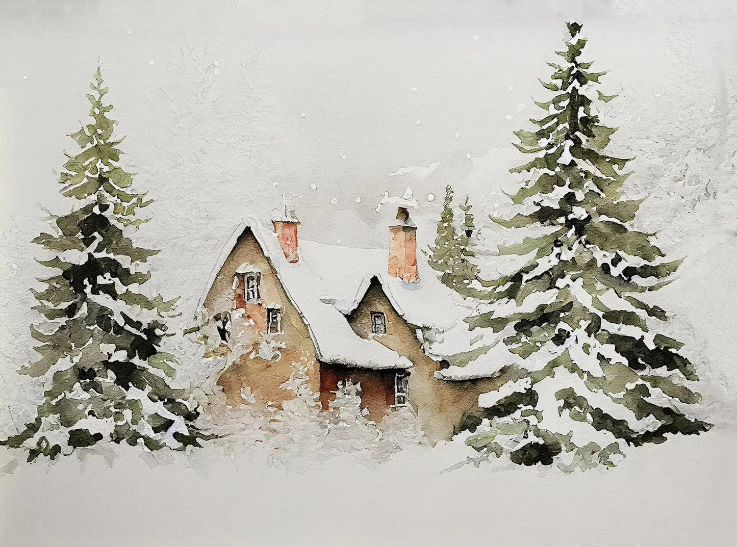 Winter Snowscape Pine Forest House Oil Painting Style Posters Prints Canvas Printing Wall Art Picture for Living Room Home Decor Peaceful Pleasures Health and Wellness ZLH5418 70x100cm No Frame