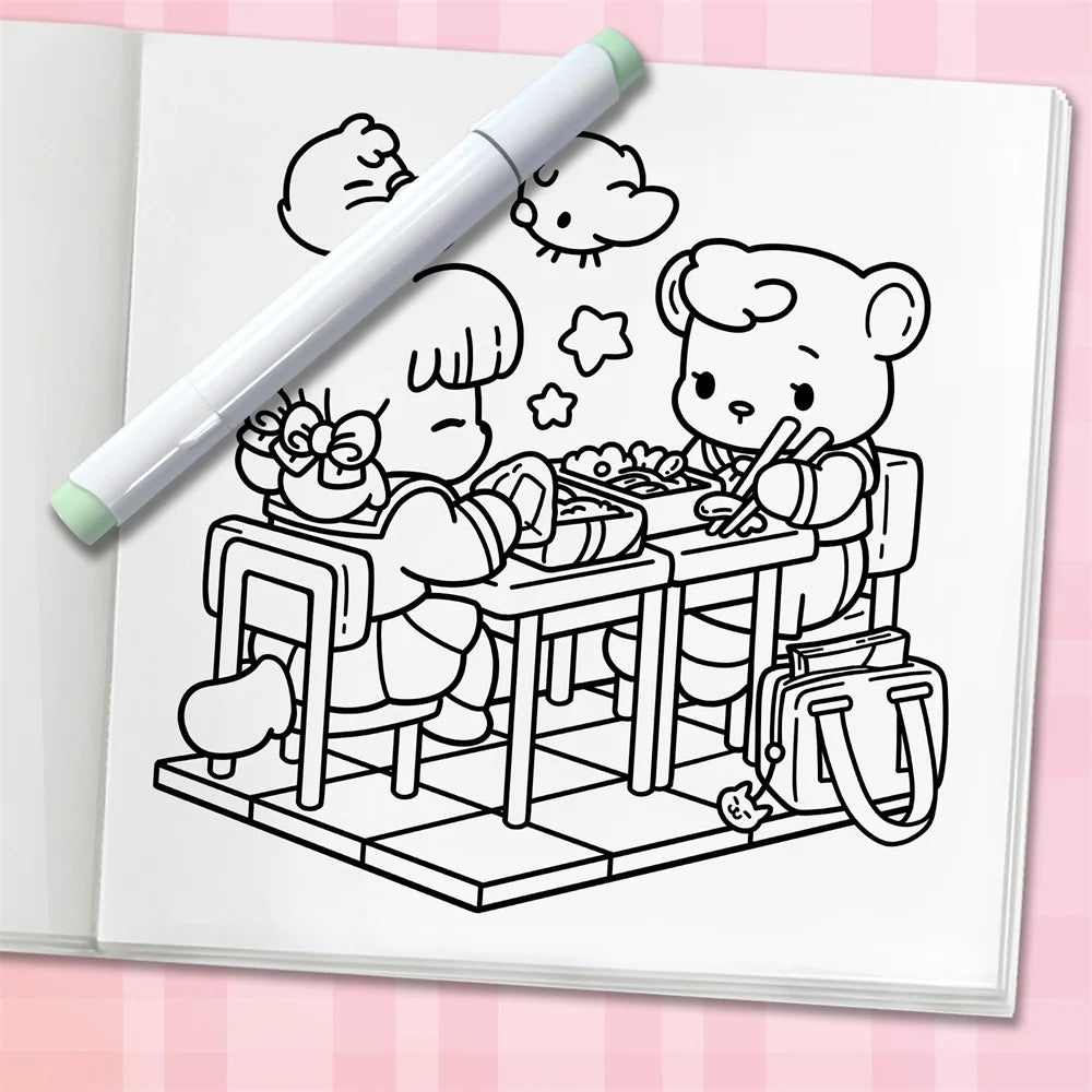 Cozy Japan Cute Coloring Book Adults Teens Charming Characters