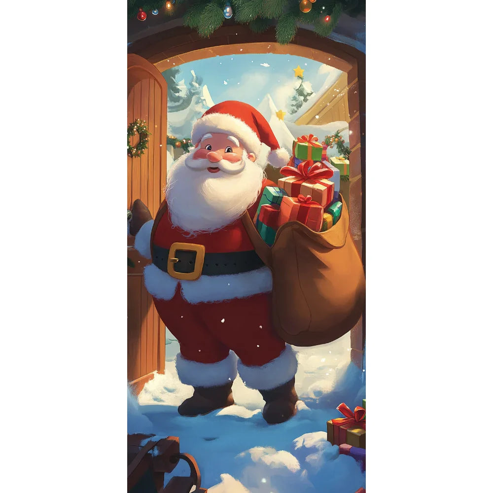 Christmas Snowman & Santa Door Cover Banner | Holiday Decor