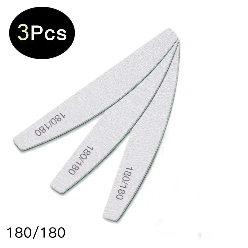 3/5/10Pcs Professional Nail File Sandpaper Strong Thick Nail Files Buffer For Manicure Sanding Half Moon Lime Nail Tools 100/180 Peaceful Pleasures Health and Wellness Q39128 3PCS