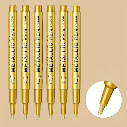 10-Pack of Gold Hard-Tip Gel Pens, Metallic Craft Pens, Gold and Silver Paint Pens, Signature Pens, Marker Pens, Signature Pens, Metallic Pens, Water-Based Outlining Pens Peaceful Pleasures Health and Wellness