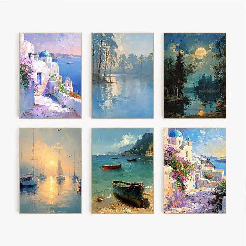 Landscape Art Posters Canvas Printing, Colorful Fashion Trend Wall Art for Rural Villas & Home Decor, Natural Aesthetic Canvas Peaceful Pleasures Health and Wellness