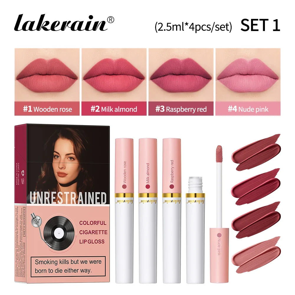 Matte Lipstick Set 4 Colors – Waterproof Velvet Lip Tint