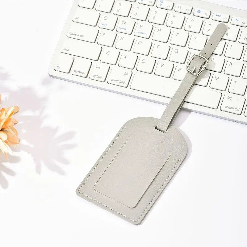 PU Leather Luggage Tag – Name ID Address Holder for Travel