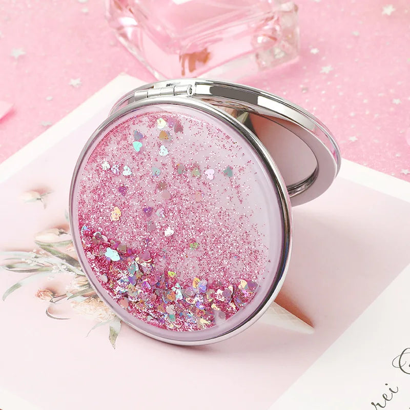 Double-Sided Compact Pocket Mirror | Sparkling Sand Design