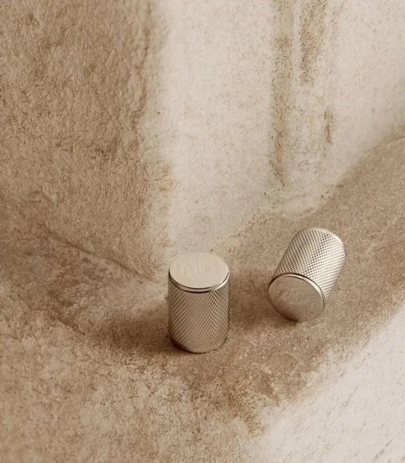 Titanium Silver Knurled Brass Cabinet Drawer Knob – Modern
