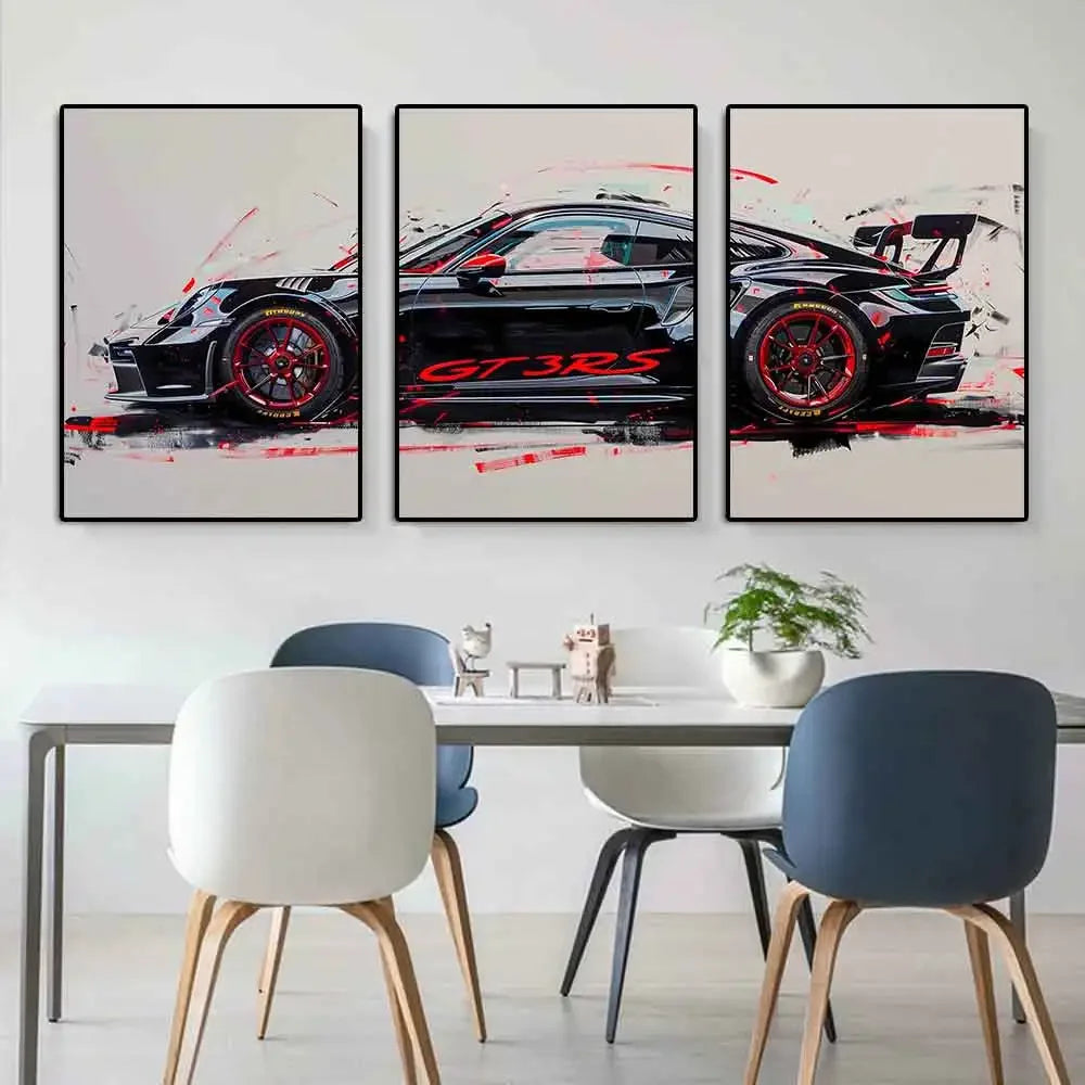 Fashionable Popular Super Sports Car GT3 RS Graffiti Wall Art, HD Canvas Print Poster, Home, Living Room, Room Decoration Peaceful Pleasures Health and Wellness