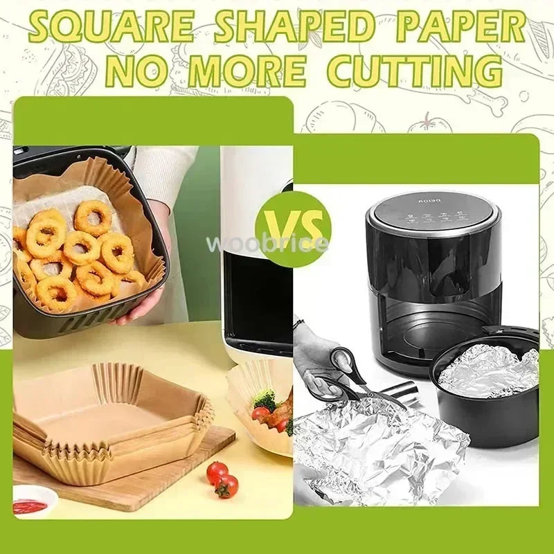 Air Fryer Disposable Parchment Liners – 23cm Square & Round