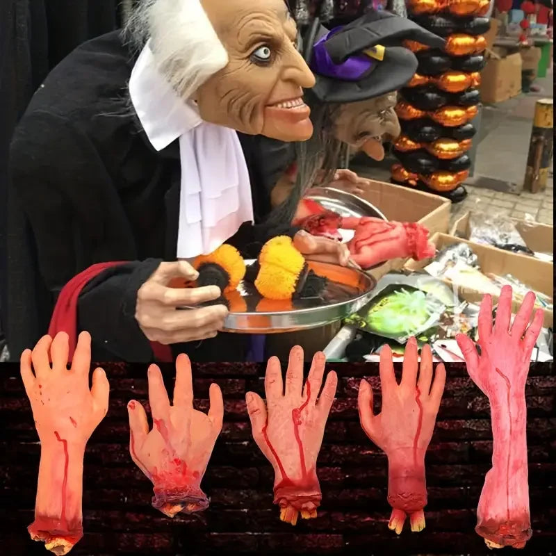 Halloween Fake Human Limbs Props – Hands, Feet, Brain & Heart