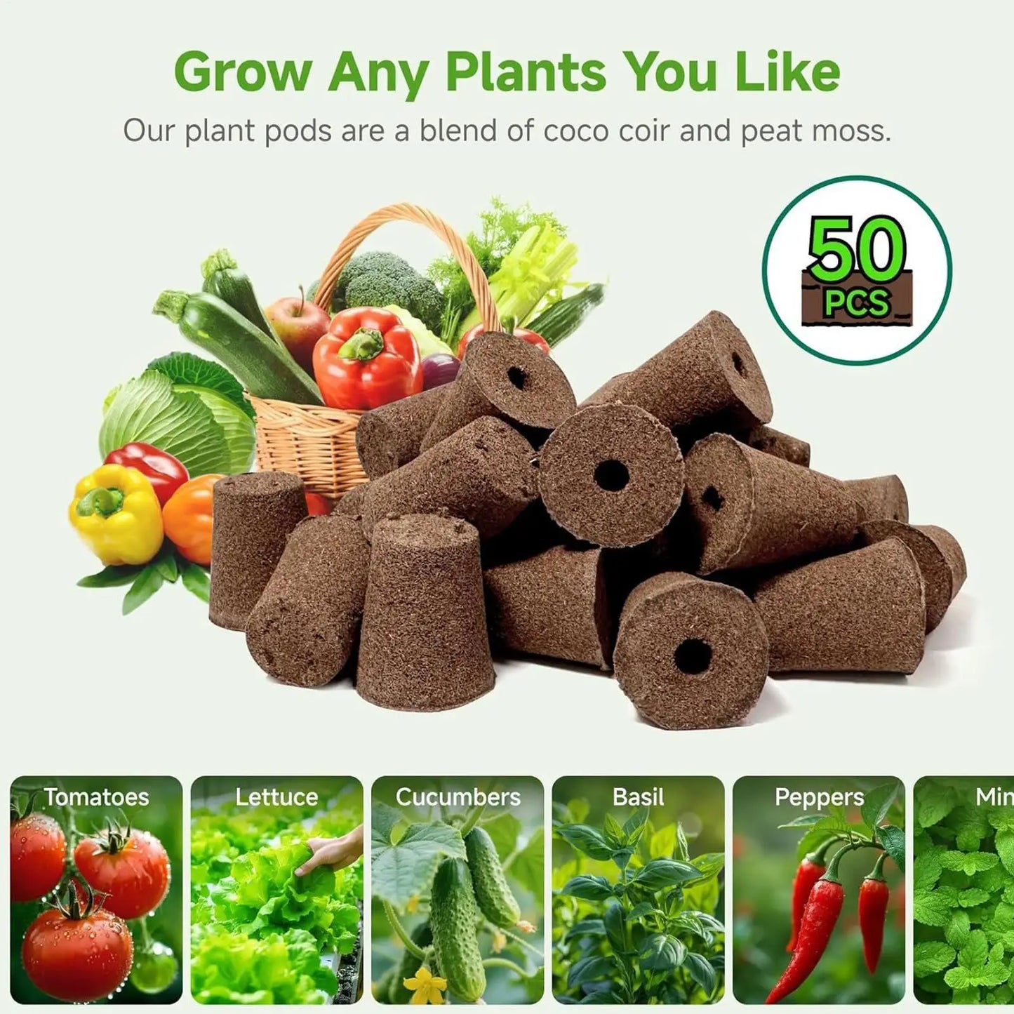50-Pack Hydroponic Grow Sponges | Seedling Starter Plugs