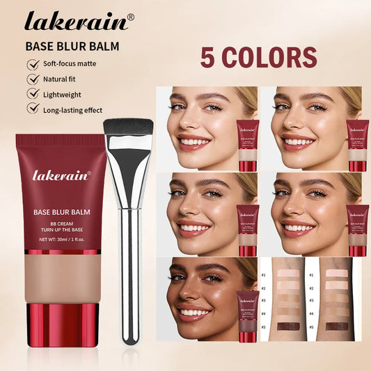 Lakerain Base Blur Liquid Foundation & Brush Set – Matte Finish Liquid Foundation Set Oasis Select