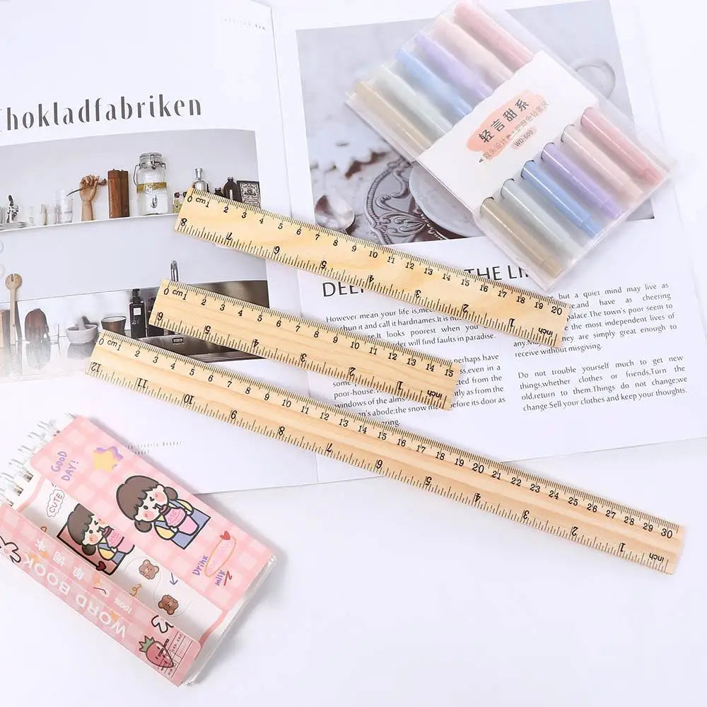 School Supplies Desk Accessories Teacher Student Children Stationery Drawing Rulers Wooden Rulers Rulers Straight Rulers Peaceful Pleasures Health and Wellness