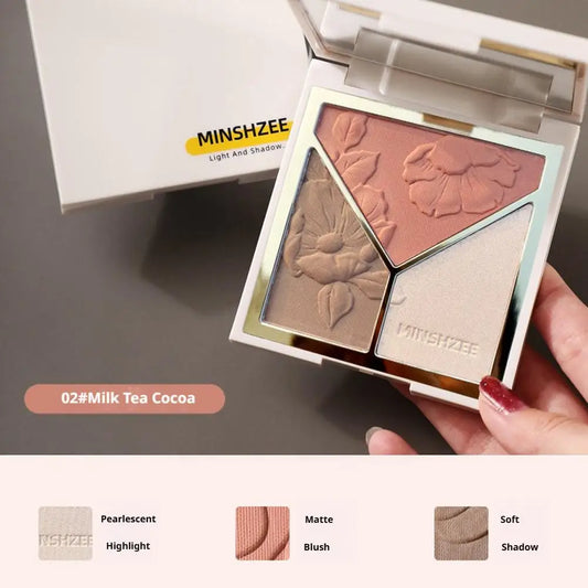 3-in-1 Contour Blush & Highlight Face Palette | MINSHZEE Contour Makeup Palette Oasis Select