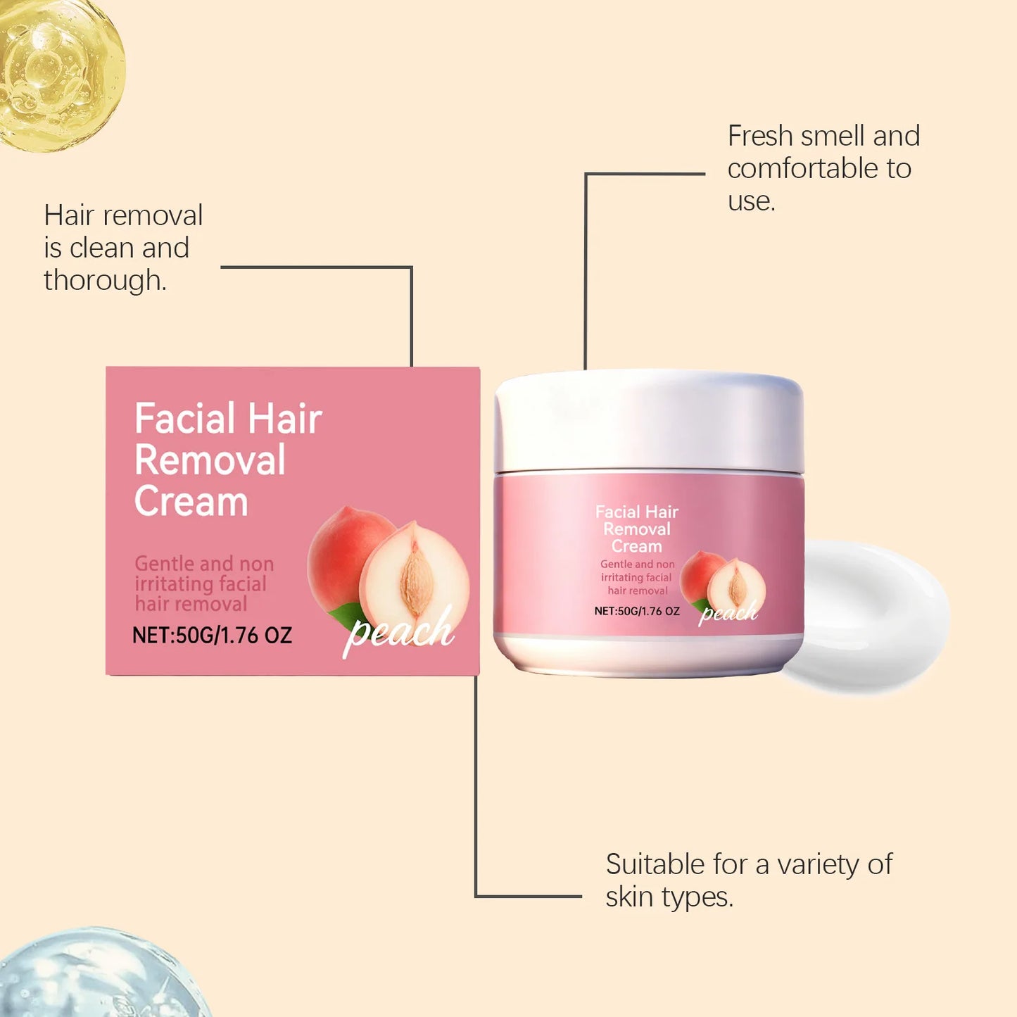 Gentle Face Hair Removal Cream – Growth Inhibitor Men & Women