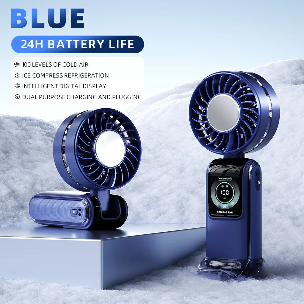 3600mAh Neck Fan with Ice Pack Cooling – Portable Folding