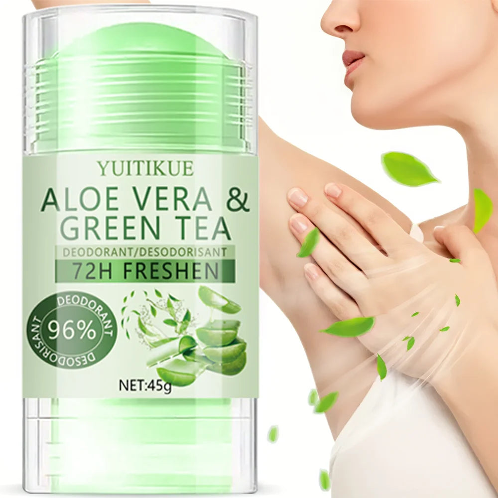 YUITIKUE Aloe & Green Tea Deodorant 72H Odor Control 45g Deodorant Stick Peaceful Pleasures Health and Wellness