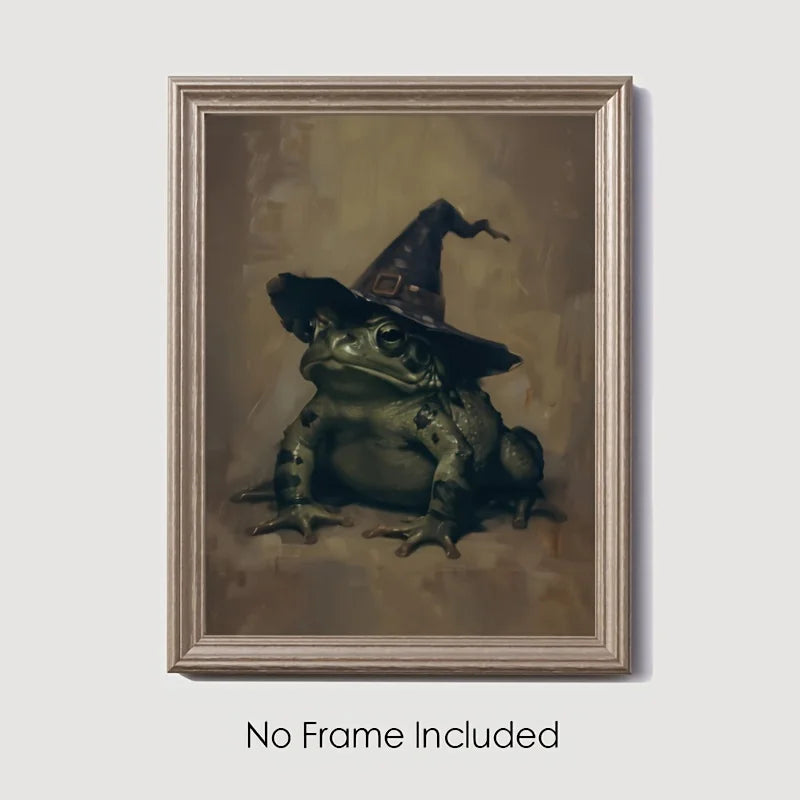 Gothic Halloween Frog Canvas Art Print | Dark Academia Wall Decor Canvas Art Print Peaceful Pleasures Health and Wellness