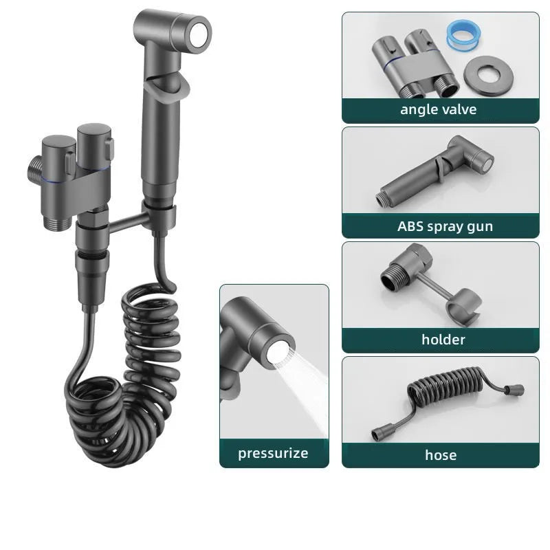 Handheld Bidet Sprayer Set | Dual Outlet Brass Angle Valve