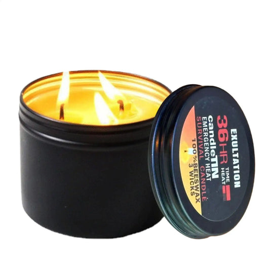 36-Hour 3-Wick Beeswax Survival Candle with Lid | Emergency Survival Candle Oasis Select