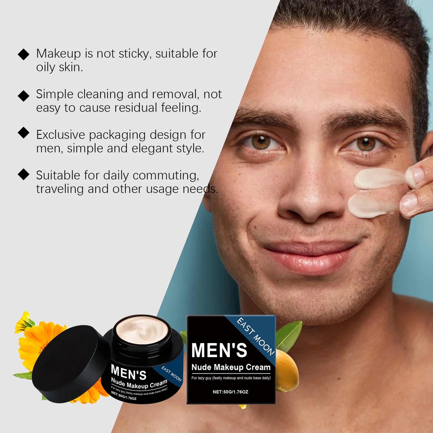 Men's Tone-Up Cream – Waterproof, Nude Shade, Full Coverage