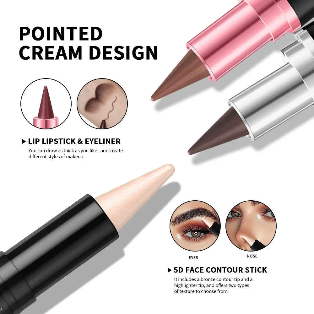 5pcs Perfect Makeup Set With Contouring Stick Eyeliner And Lipstick Easy Coloring Sweatproof Long Lasting Daily Makeup Set Peaceful Pleasures Health and Wellness
