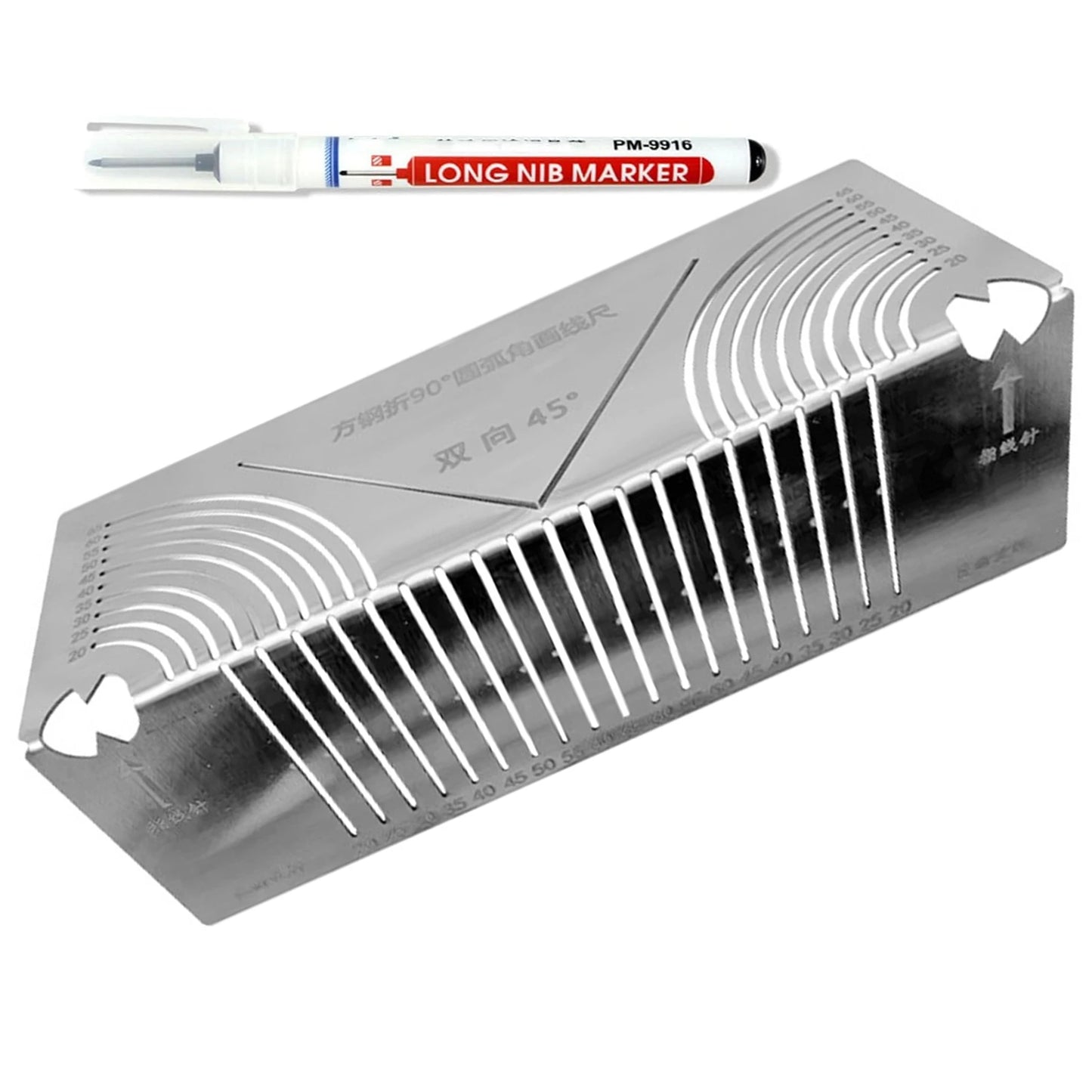 Precision-Flex Angle Arc Marking Tool Metal Fabrication Pipe Saddle Cutting Guide All In 1 Measuring For Welding Metalworking Peaceful Pleasures Health and Wellness XL with pen