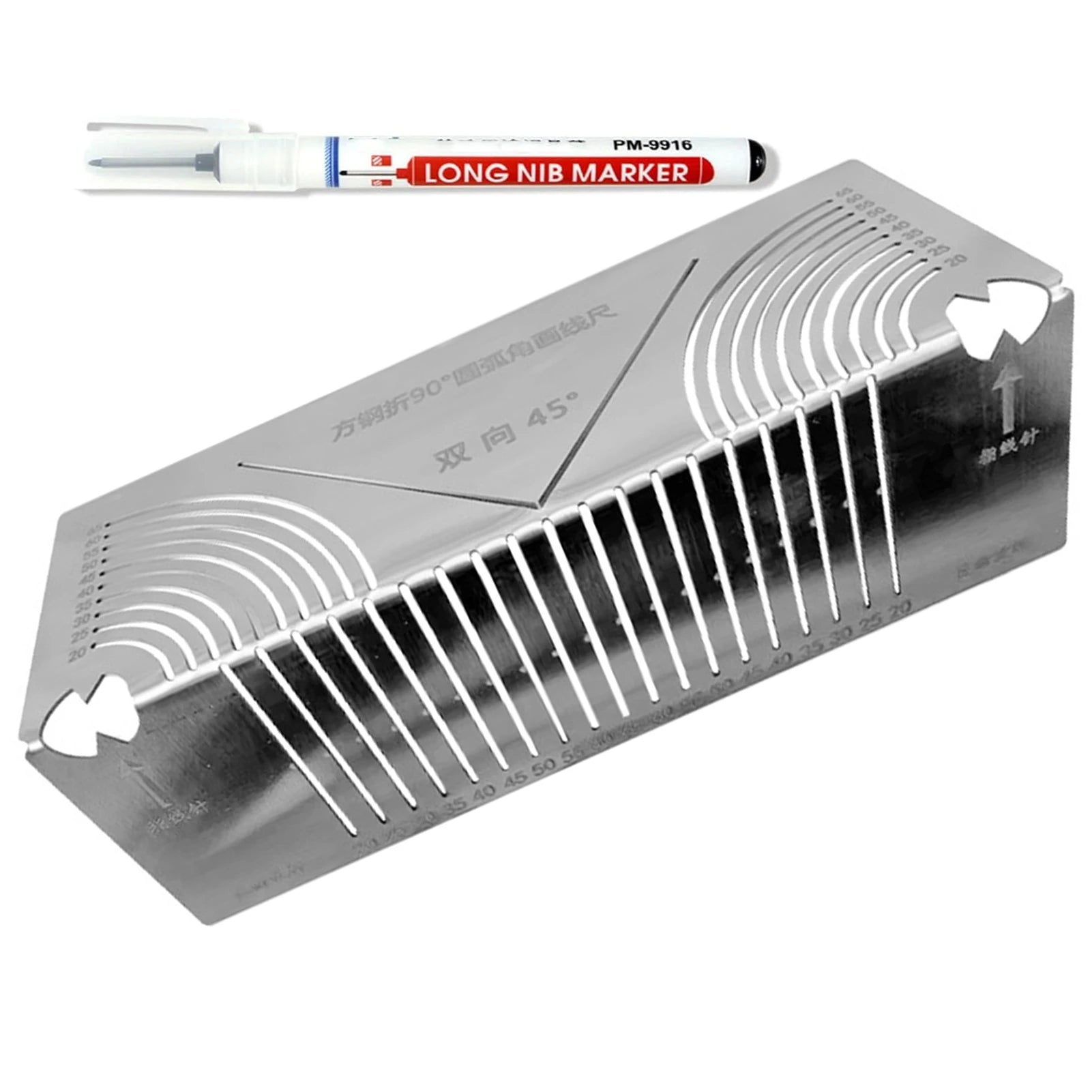 Precision-Flex Angle Arc Marking Tool Metal Fabrication Pipe Saddle Cutting Guide All In 1 Measuring For Welding Metalworking Peaceful Pleasures Health and Wellness XL with pen