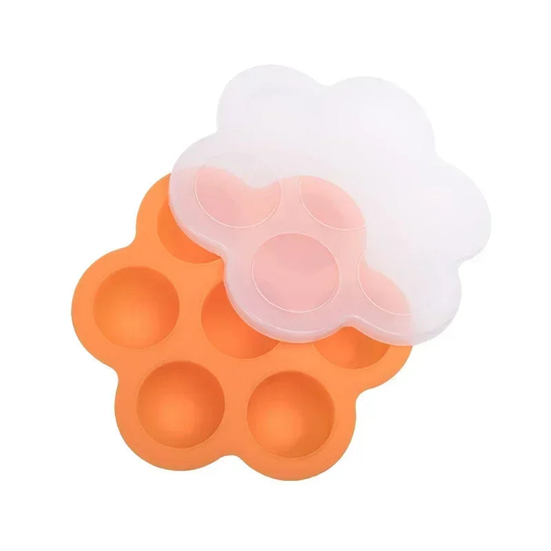 Silicone 7-Hole Egg Bite Mold with Lid | BPA-Free Food Tray Silicone Baking Mold Peaceful Pleasures Health and Wellness Orange