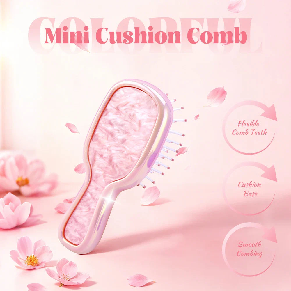 Mini Air Cushion Detangling Hair Brush – Anti-Static Massager