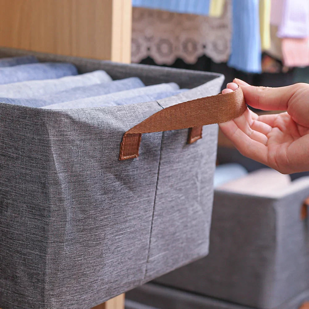 Foldable Fabric Storage Box – Wardrobe Clothes Organizer Basket