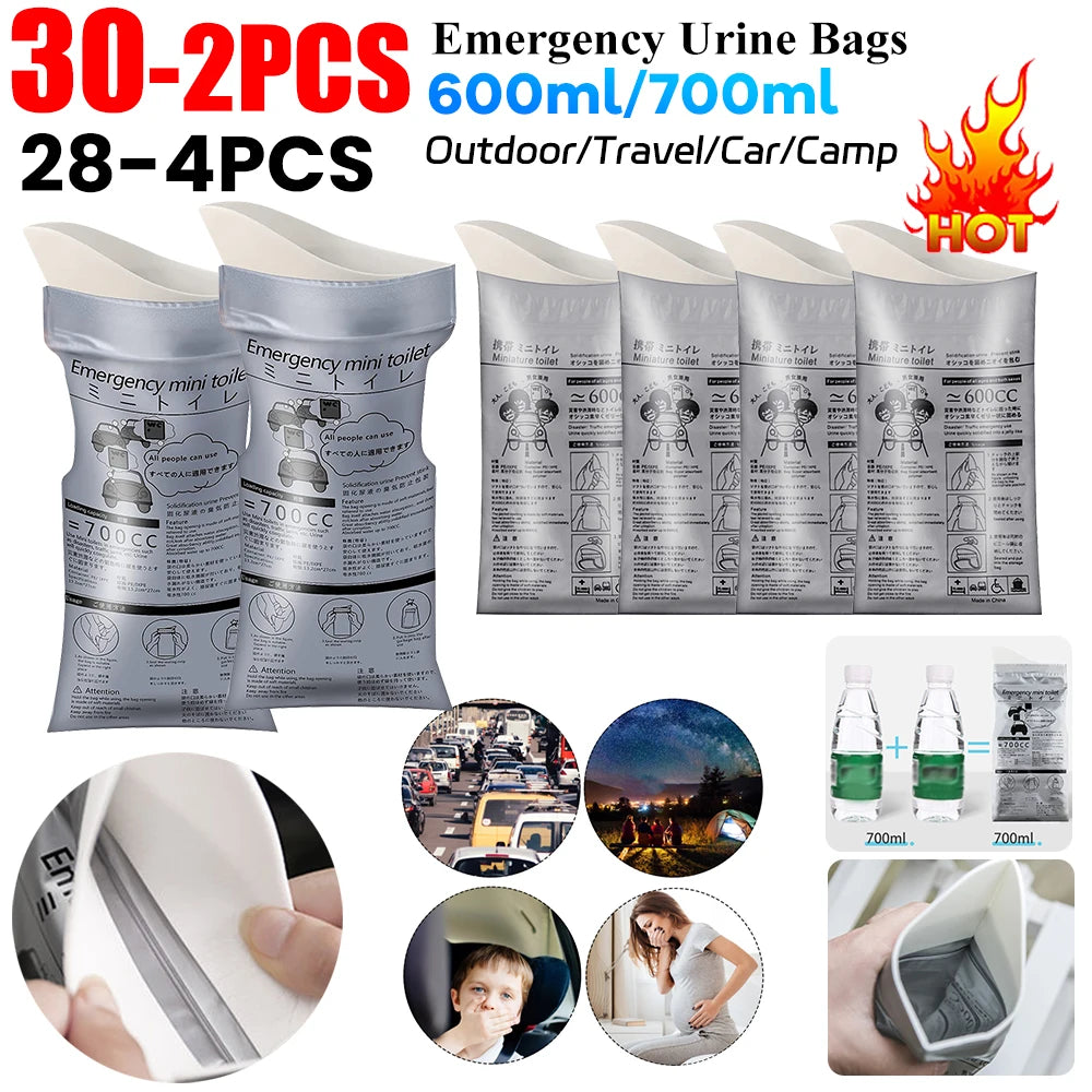 4-32Pcs Outdoor Emergency Urine Bags 700ml Disposable Travel Mobile Toilet Portable Urinal Bag for Female Baby Male Vomiting Bag Peaceful Pleasures Health and Wellness