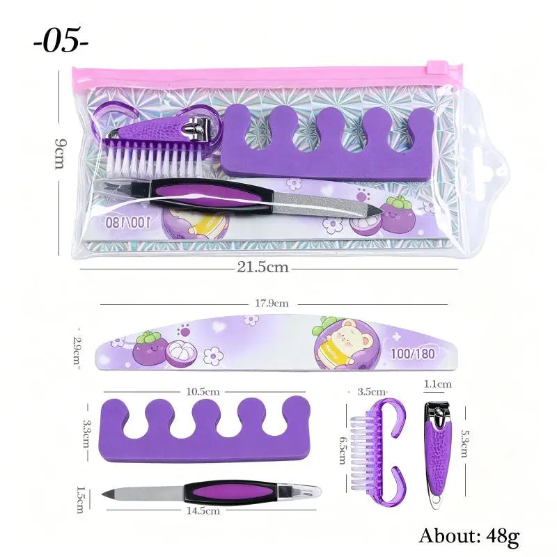 Portable 5/6Pcs Manicure Pedicure Tool Manicure Care Kit Dead Skin Pusher Nail Clipper Nail File Polishing Block Grinding Tool Peaceful Pleasures Health and Wellness 5